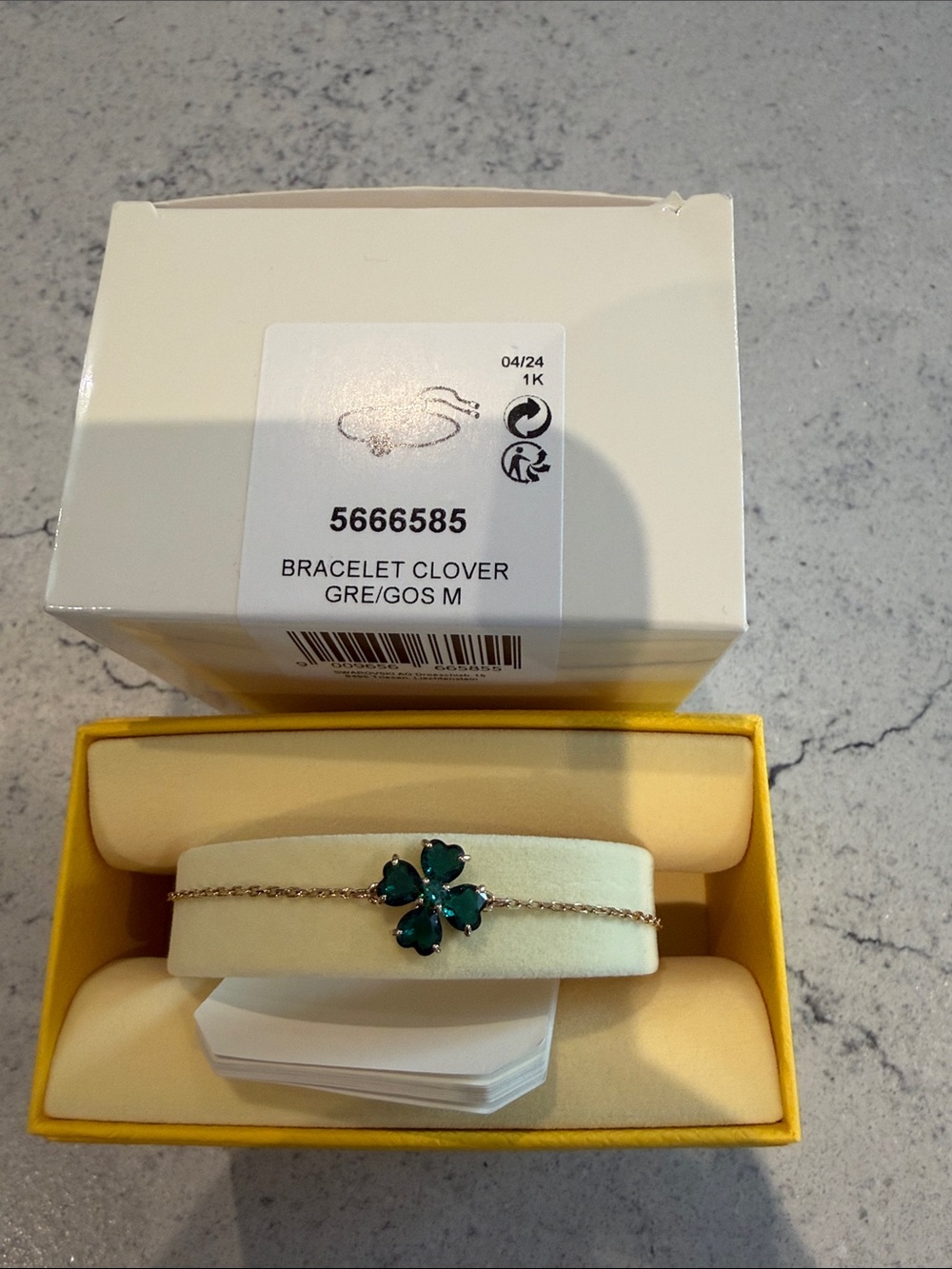 Swarovski Idyllia Clover Chain Bracelet in Green - Size M